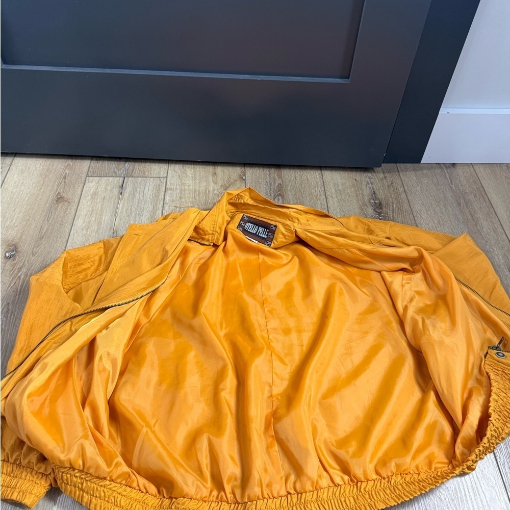 Vintage 80s 90s Otello Pelle Women's Windbreaker Size XL Gold 100% Silk - Picture 7 of 11